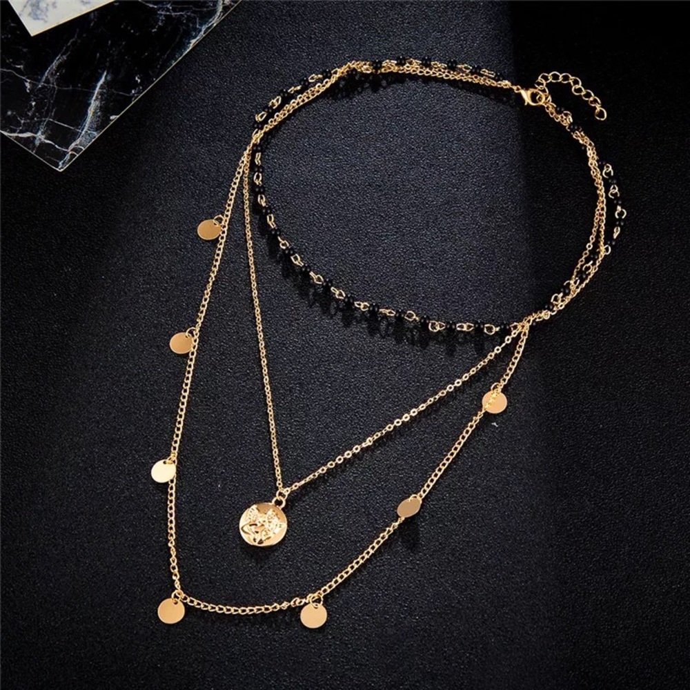 3/$25⚡️layered sequin coin angel beaded necklace - Picture 6 of 9